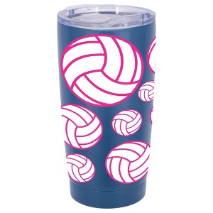 100 North 20 Ounce Stainless Steel On the Go Travel Tumbler With Push Top Lid, Volleyball Blue - 1 of 4