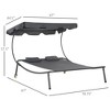 Patio Double Chaise Lounge Chair, Outdoor Wheeled Hammock Daybed with Adjustable Canopy and Pillow for Sun Room, Garden, or Poolside - 3 of 4