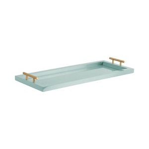 Kate and Laurel Halsey Wood Rectangle Decorative Tray, 10x24, Blue - 1 of 4