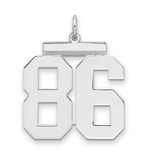 Black Bow Jewelry Sterling Silver, Athletic Collection, Large Polished Number 86 Pendant - 1 of 3