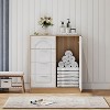 KTMBDW Storage Cabinet with Adjustable Shelf, Freestanding Storage Organizer Cabinet with 4 Removable Drawers for Entryway, Living Room, Kitchen,White - 3 of 4