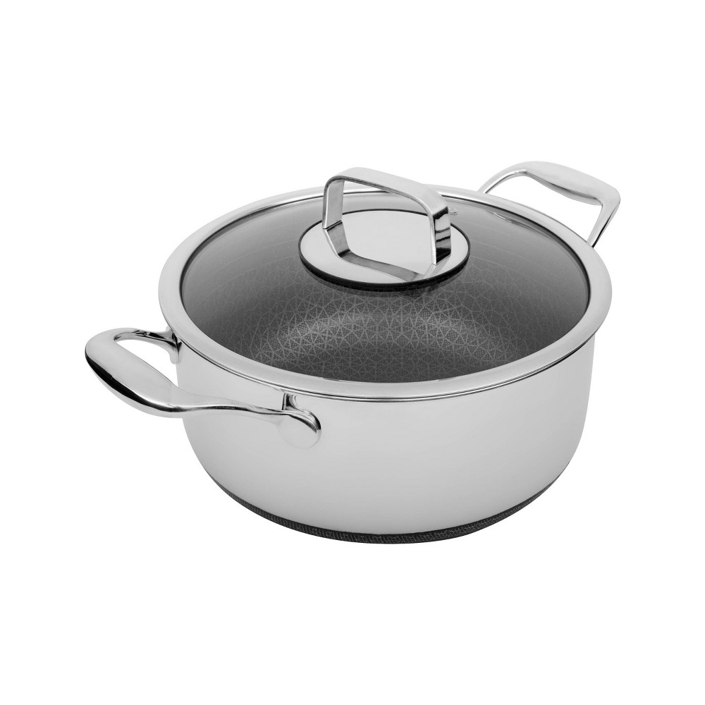 Livwell Brands Diamond Clad 6qt Hybrid Nonstick Stainless Steel Stock Pot and Lid: Tri Ply, Oven & Dishwasher Safe, Vented Glass Lid