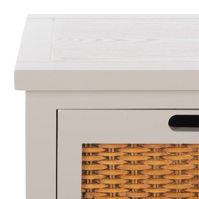 Gray Rectangular Wood End Table with Storage Drawers