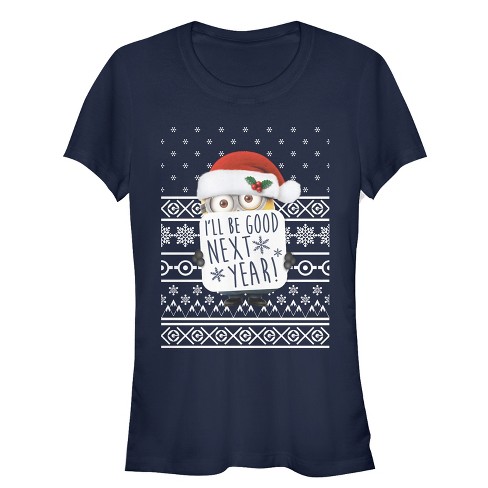 Juniors Womens Despicable Me Christmas Good Minion T-Shirt - image 1 of 3