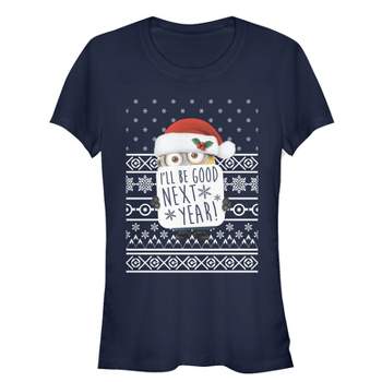 Juniors Womens Despicable Me Christmas Good Minion T-Shirt
