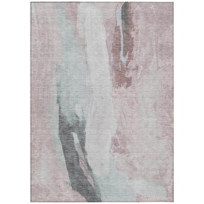 Blush And Gray Abstract Washable Indoor Outdoor Area Rug