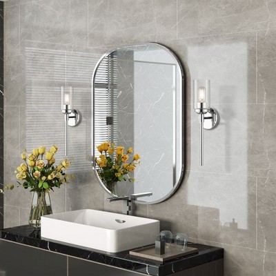 Polished Chrome Sconce with Hand Blown Clear Glass Shade