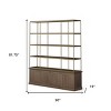 HomeRoots 82" Antiqued Brass And Brown Distressed Metal and Solid Wood Four Tier Bookcase with Four Doors - 3 of 4