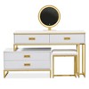 YOOCOZZ Modern Vanity Table with Upholstered Stool, Side Cabinet and LED Mirror, Free Combination - White+Gold - 2 of 4