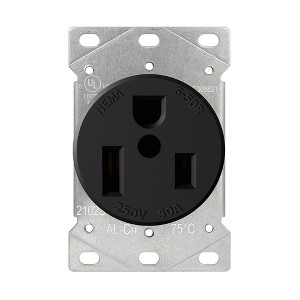 ELEGRP 50 Amps 250V Flush Mounting Power Outlet, Receptacle, Straight Blade Welder Outlet, Heavy Duty, Grounding, 2 Pole 3 Wire, UL Listed, 1 Pack - 1 of 1