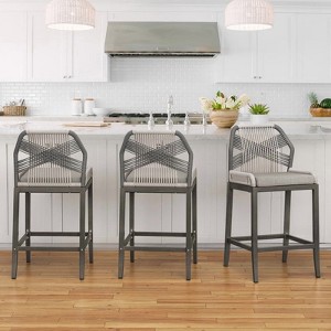 Arceso 26.5"H Counter Height Bar Stools , Boho-Style Rattan Chairs - 1 of 4