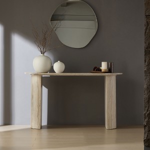 Faux Marble Pattern Skinny Console Table with Modern Design and Raised Edge for Safety, Entryway Table for Living Room, Hallway, or Entrance - 1 of 4