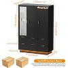 PAKASEPT Black Armoire Wardrobe Closet with 3 Door, Mirror, LED Lights, Hanging Rod and 6 Drawers - 2 of 4