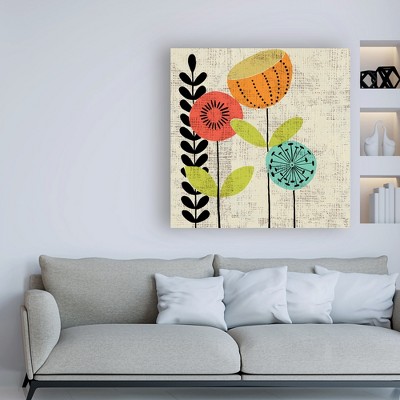 Colorful Floral Canvas Art with Hidden Wooden Frame, 24" x 24"