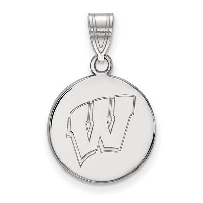Black Bow Jewelry 10k White Gold Wisconsin Badgers NCAA Medium Pendant