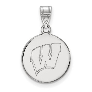 Black Bow Jewelry 10k White Gold Wisconsin Badgers NCAA Medium Pendant - 1 of 3