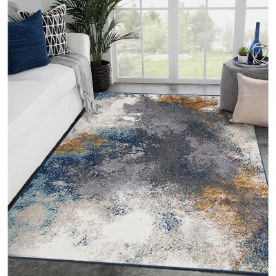 Luxe Weavers Beverly Collection Modern Abstract Blue Area Rug.