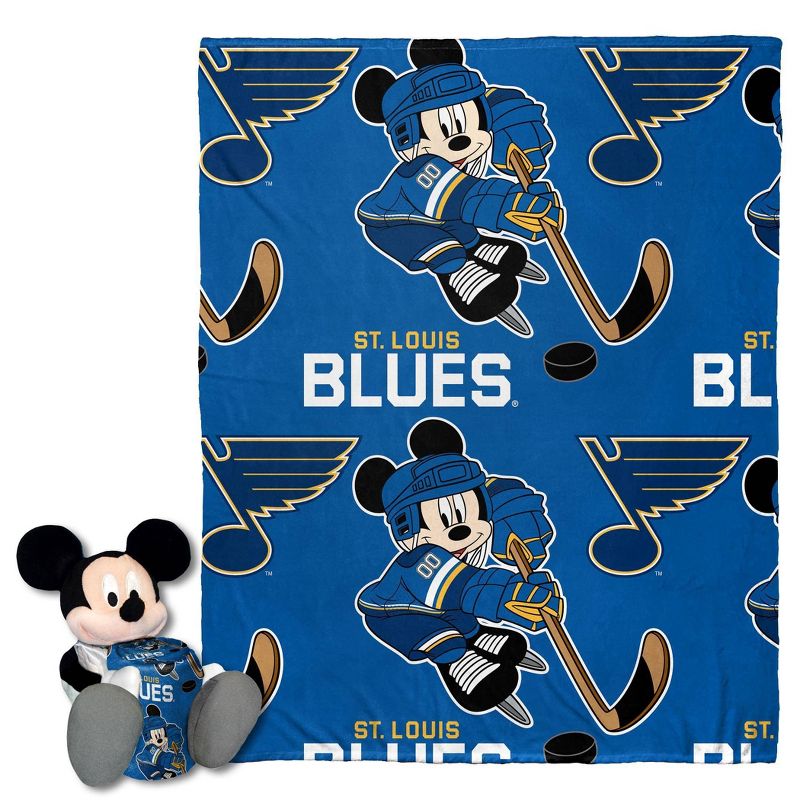 NHL St. Louis Blues Mickey Silk Touch Throw Blanket and Hugger, 1 of 4