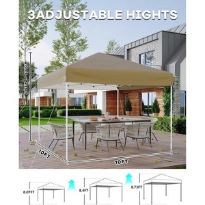 CuisinSmart 10x10 Pop Up Canopy Tent, Outdoor Tent with 3 Adjustable Height, Easy Set Up Canopy with 4 Sandbags & Carrying Bag - 1 of 4
