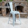 Emma and Oliver Commercial Grade 4 Pack 24" High Distressed Metal Indoor-Outdoor Counter Height Stool with Back - 2 of 4