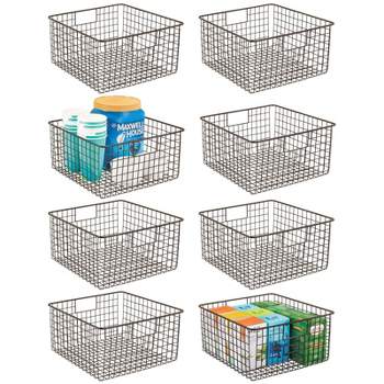 mDesign Metal Wire Food Organizer Basket with Built-In Handles - 12 x 12 x 6