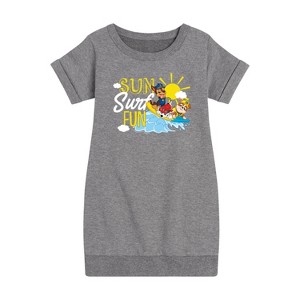 Girls' - Paw Patrol - Sun Surf Fun Graphic Short Sleeve Fleece Dress - 1 of 4