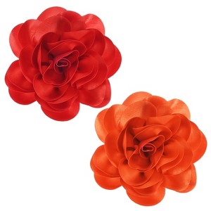 Unique Bargains Alloy Satin Fabric Big Rose Flower Dainty Brooches and Pins 2 Pcs - 1 of 4