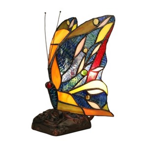 Chloe Lighting Jacy 7 Tiffany-style 1 Light Butterfly Accent Table Lamp 10" - 1 of 4