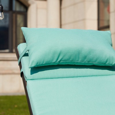 Aqua 3-Piece Outdoor Metal Chaise Lounge Set with Cushions