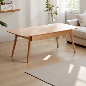 39.37" Solid Wood Coffee Table with Drawers - 1 of 4