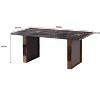 NicBex 70.8 Inch Rectangle Dining Table with Faux Marble Tabletop and Stainless Steel Legs for Living Meeting Room, Brown Gray - 4 of 4