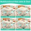 Kids Table and 4 Chairs Set, Toddler Height Adjustable Desk with Graffiti Desktop - 2 of 4