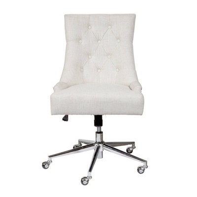 Button Tufted Adjustable Upholstered Office Chair Beige - HomeFare