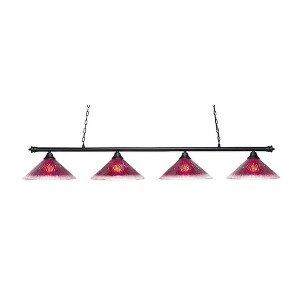 Toltec Lighting Oxford 4 - Light Island Pendant Light in  Matte Black with 16" Raspberry Crystal Shade - 1 of 1