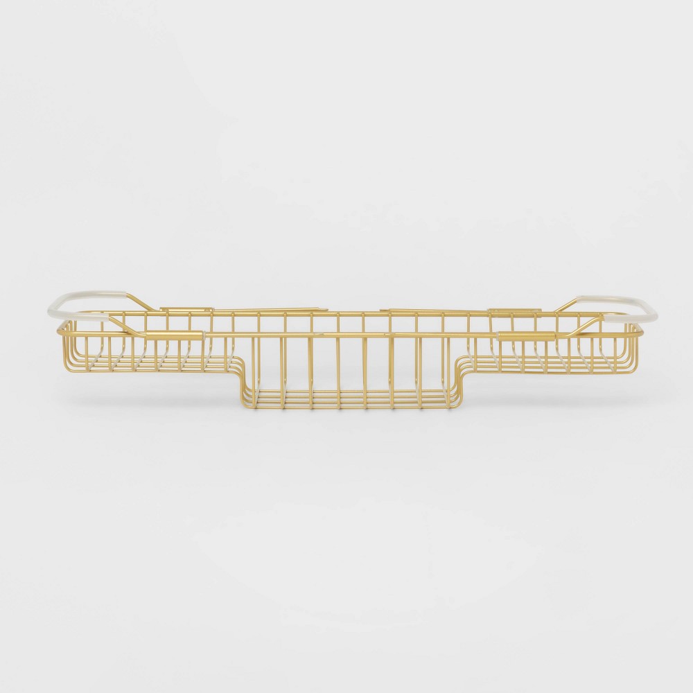 Metal Bathtub Tray with Expandable Arms Brass - Room Essentials™: Steel Bath Caddy for Shower Storage, 22.75" Length