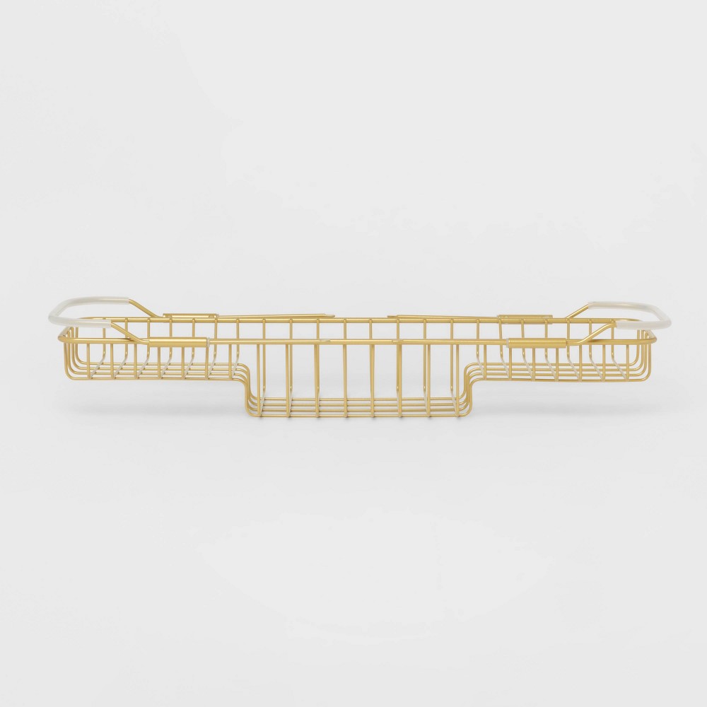 Photos - Bathroom Shelf Metal Bathtub Tray with Expandable Arms Brass - Room Essentials™