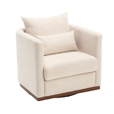 GDFStudio Ted Chenille Upholstered 360° Swivel Barrel Chair with Metal Base