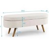 43.5" Modern Oval Upholstered Storage Bench with Rubber Wood Legs, End of Bed Ottoman Bench for Bedroom, Living Room, or Entryway-Tanpinhause - 4 of 4