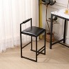 HDZNVF Set of 2 Black Bar Stool with Backrest Counter Height PU Leather Upholstered Bar Chairs with Footrest - 4 of 4