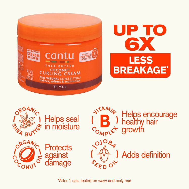 Cantu Natural Hair Coconut Curling Cream with Shea Butter, 3 of 9