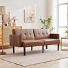 Futon Sofa Bed, Compact Loveseat, Modern Mid-Century Sleeper Sofa, Convertible Couch, Living Room Couches - 3 of 4