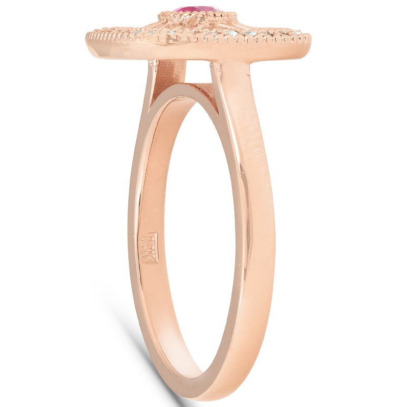 Pompeii3 1/2 Ct Diamond & Ruby Fashion Designer Ring 14k Rose Gold, 2 of 6