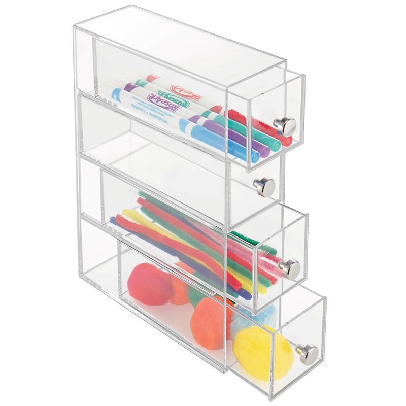 iDESIGN Plastic 4-Drawer Tower Desk Organization Set Clear, 5 of 7
