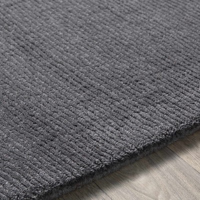 Charcoal Gray High Pile Wool Rectangular Rug 7'6" x 9'6"