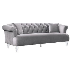 Elegance Contemporary Sofa Velvet Gray - Armen Living: Acrylic Legs, No Assembly, 3-Seater - 1 of 4
