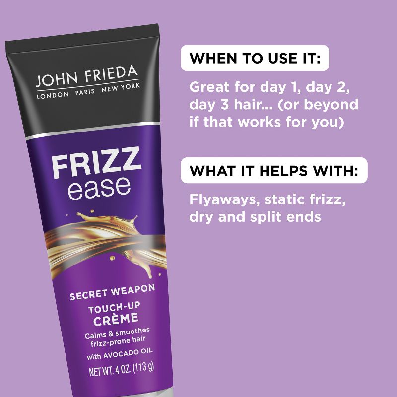 John Frieda Frizz Ease Secret Weapon Touch-Up Cr&#232;me, Anti Frizz Styling, Calm Frizzy Hair Avocado Oil - 4oz, 5 of 17