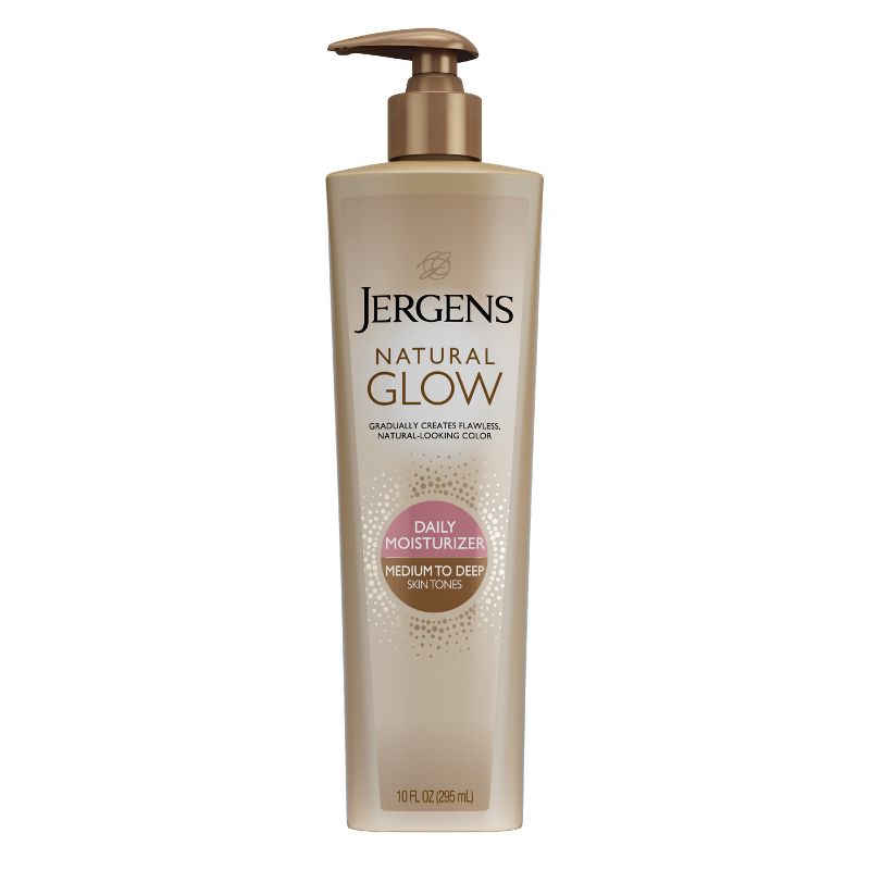 Jergens Natural Glow Daily Moisturizer Medium To Deep, Self Tanner Body Lotion, with Vitamin E - 10 fl oz, 1 of 10