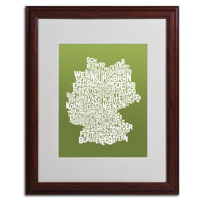 Trademark Fine Art -Michael Tompsett 'OLIVE-Germany Regions Map' Matted Framed
