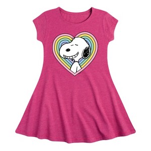 Girls' - Peanuts - Snoopy Heart Fit & Flair Cap Sleeve Dress - 1 of 3