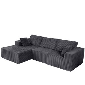 Dexmalle L-Shape Modular Sectional Upholstered Sofa with Pillow,Grey - 1 of 4